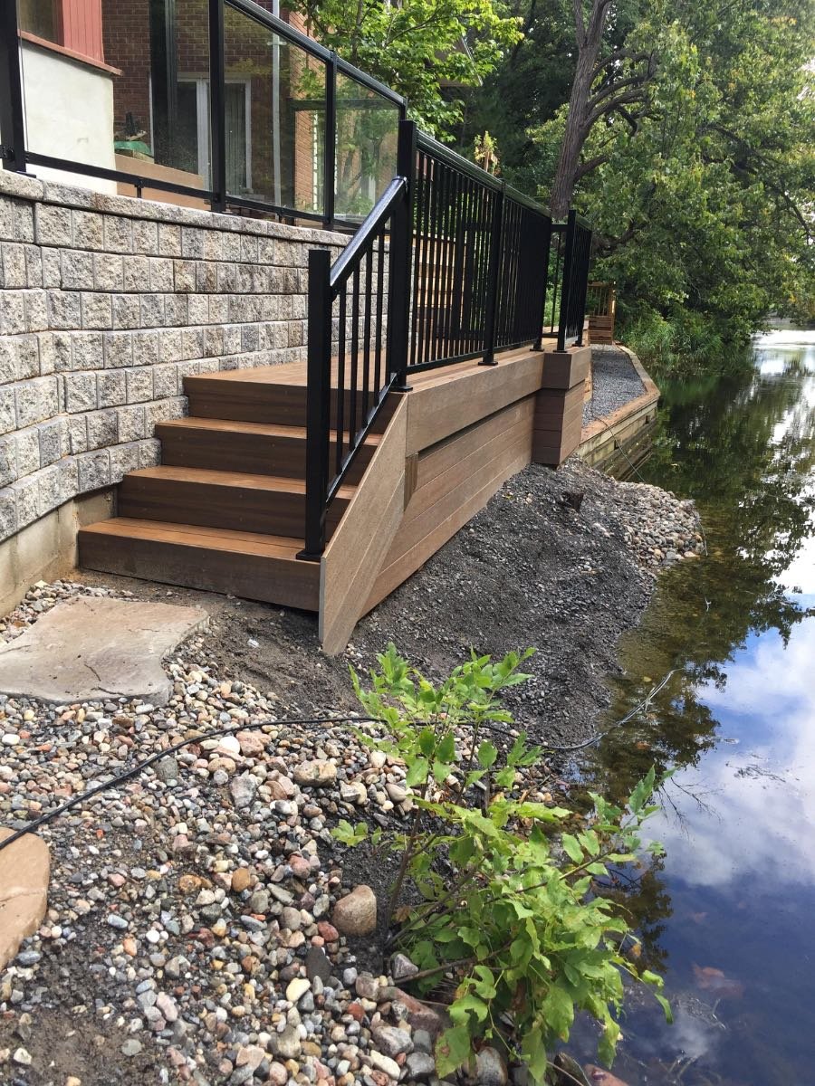 Interlock block retaining wall with steps in an Ottawa yard