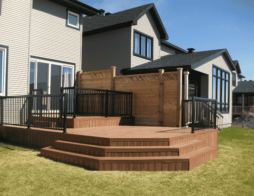 Composite deck in Ottawa built by Ottawa Decking Solutions with low-maintenance modern design