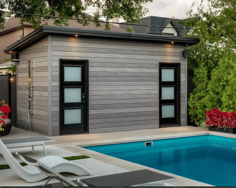 Custom-built pergola, outdoor kitchen, and pool cabana services by Ottawa Decking Solutions
